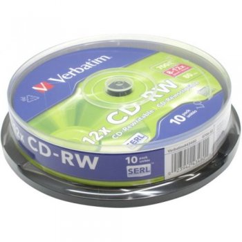 Диск CD-RW Verbatim 700Mb 10 шт. на шпинделе <43480>