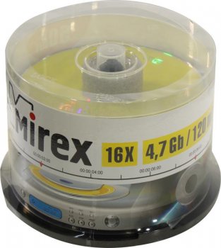 Диск DVD-R Mirex 4.7Gb 16x (уп. 50 шт.) на шпинделе