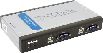 Переключатель KVM D-Link <DKVM-4U> 4-Port USB KVM Switch (клавиатураUSB+мышьUSB+VGA15pin)(+2 кабеля)