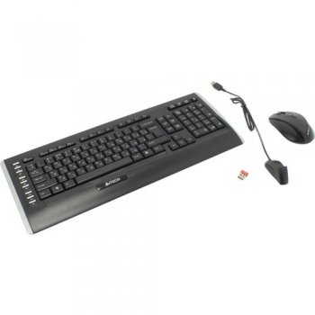 Комплект клавиатура + мышь A4-Tech V-Track Wireless <9300F (GR-152+G9-730FX)> (Кл-ра М/Мед, USB, FM+Мышь, 5кн, Roll, USB, FM)