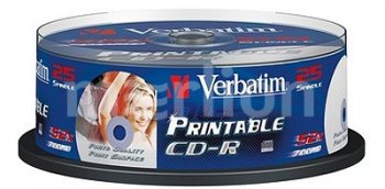 Диск CD-R Verbatim 700Mb 52x DataLife+ Printable (25шт) <43439>
