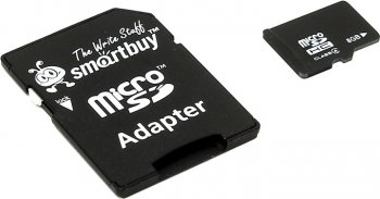 Карта памяти SmartBuy <SB8GBSDCL4-01> microSDHC 8Gb Class4 + microSD-->SD Adapter