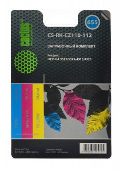 Заправочный набор Cactus CS-RK-CZ110-112 цветной (3x30мл) HP DJ IA 3525/5525/4515/4525