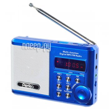 Радиоприемник Perfeo Sound Ranger, УКВ+FM, MP3 (USB/microSD), AUX, BL-5C 1000mAh, синий (PF-SV922BLU)