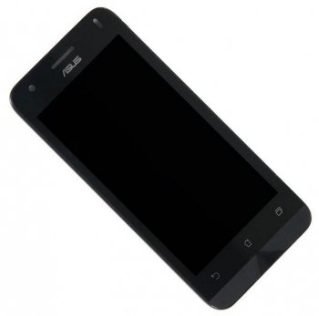 *Дисплей в сборе ZC451CG с тачскрином и передней панелью для Asus Zenfone C ZC451CG черный (б/у, с разбора, царапины,потертости рамки)
