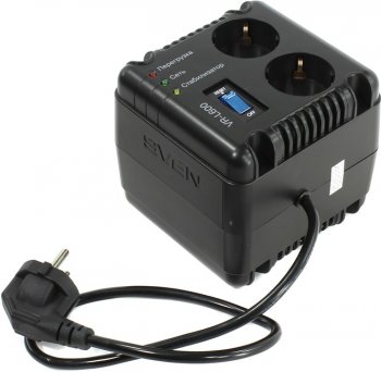 Стабилизатор напряжения SVEN <VR-L 600 Black> (вх.184-285V, вых.198-253V, 200W, 2 розетки Euro)