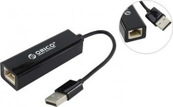 Сетевая карта внешняя Orico <UTJ-U2-BK> USB2.0 --> UTP 10/100Mbps