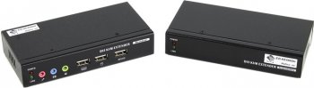 Переключатель KVM Multico <EW-KEX50DU> (клавUSB+мышьUSB+DVI+Audio+Mic, до 50метров через 2 кабеля кат.5e)+б.п.