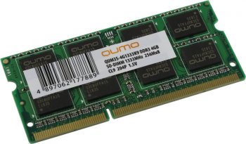 Оперативная память для ноутбуков QUMO <QUM3S-4G1333K9> DDR3 SODIMM 4Gb <PC3-10600> CL9 (for NoteBook)