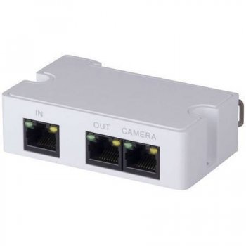 Адаптер PoE DAHUA DH-PFT1300 PoE, 1 RJ45 (вход), 1 RJ45 (выход на удлинитель), 1 RJ45 (выход на IP-видеокамеру)