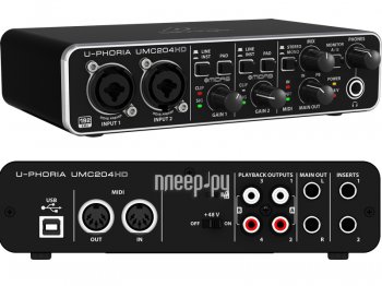 Звуковая карта Behringer U-PHORIA <UMC204HD> (RTL) (Analog 2in/4out, 24Bit/192kHz, USB)