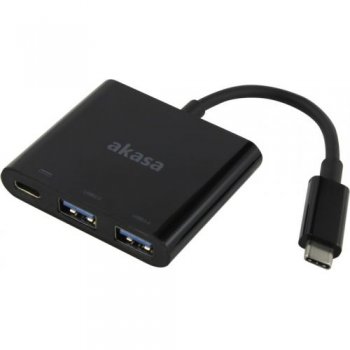 Концентратор USB Akasa <AK-CBCA08-15BK> 2port USB3.0+USB-C Hub, подкл. USB-C