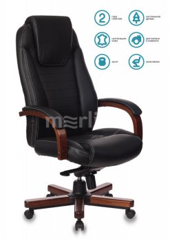 Кресло руководителя Бюрократ T-9923WALNUT/BLACK (кожа, чёрный)