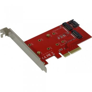Адаптер PCI-E/M.2 (NGFF) Orient <C296E> M.2 M -> PCI-Ex4/M.2 B -> SATA (2230/2242/2260/2280)
