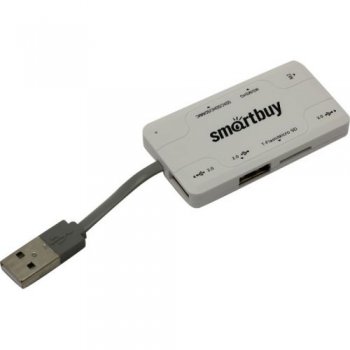 Концентратор USB Smartbuy <SBRH-750-W> USB2.0 MMC/SD/microSD/MS(/Pro/Duo/M2) Card Reader/Writer+3portUSB2.0