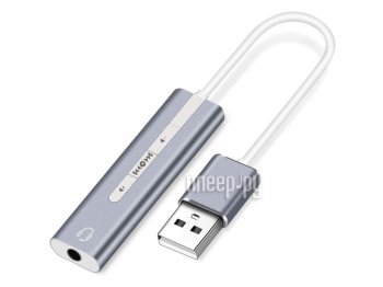 Звуковая карта Orient <AU-04PL> USB адаптер для наушников с микрофоном (регул.громкости, управление медиаплеером)