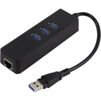 Сетевая карта внешняя KS-is <KS-405> USB3.0 Hub 3 port, LAN, подкл. USB