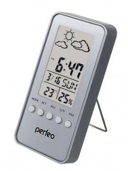 Погодная станция Perfeo "Window", серебряный, (PF-S002A) время, температура, влажность, дата