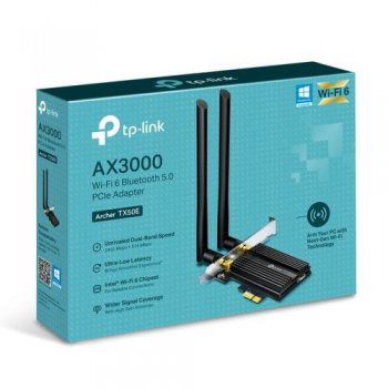 Адаптер беспроводной связи TP-LINK <Archer TX50E> Wireless PCI Express Adapter (802.11a/b/g/n/ac/ax, Bluetooth 5.0, PCI-Ex1)