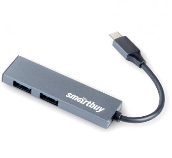 Концентратор USB Smartbuy <SBHA-460С-G> 2-port USB3.1 Hub, подкл. USB-C