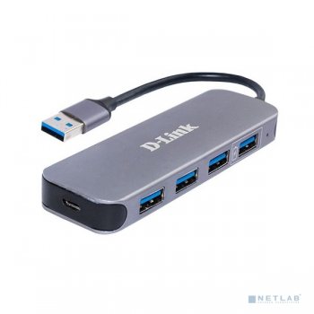 Концентратор USB D-Link DUB-1340/D1A с 4 портами USB 3.0 (1 порт с поддержкой режима быстрой зарядки)