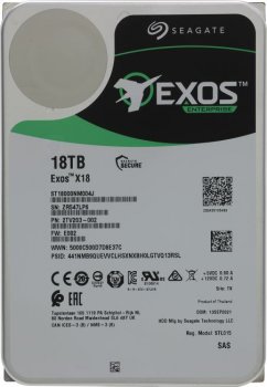 Жесткий диск 18Тб Seagate Exos X18 (ST18000NM004J) {SAS 12Гб/s, 7200 rpm, 256mb buffer, 3.5"}