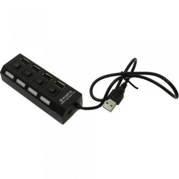 Концентратор USB Smartbuy < SBHA-7204-B> 4-port USB2.0 Hub с выключателями