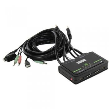 Переключатель KVM Multico <EW-K13022DP4K>2-port Dual Monitor USB KVM Switch (клавUSB+мышьUSB+2xDP+Audio,проводнойПДУ,кабели несъемн)