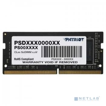 Оперативная память для ноутбуков 8Gb 3200MHz Patriot PSD48G320081S Signature RTL PC4-25600 CL22 SO-DIMM 260-pin 1.2В single rank Ret