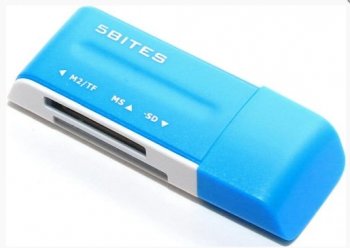 Картридер 5bites <RE2-100BL> USB2.0 SDXC/microSD Card Reader/Writer