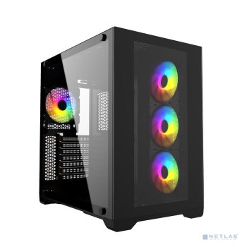 Корпус Powercase Vision Black, Tempered Glass, 4х 120mm 5-color fan, чёрный, ATX (CVBA-L4)