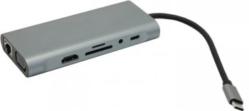 Док-станция для ноутбука Docking Station USB-C -> HDMI+Dsub+RJ45+PD+4xUSB3.0+Jack3.5+SD/microSD CR (BYL-2110)