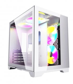 Корпус Powercase Vision Micro, White, Tempered Glass, 4х 120mm 5-color fan, белый, mATX (CVWM-L4)