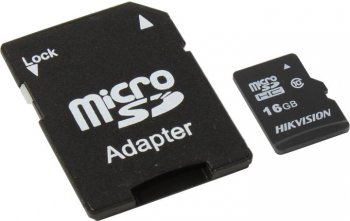 Карта памяти HIKVISION <HS-TF-C1-16G+microSD-->SD Adapter> microSDHC Memory Card 16Gb Class10