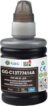 Чернила G&G GG-C13T77414A черный пигментный (140мл) для Epson M100/105/200/205