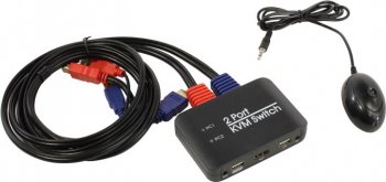 Переключатель KVM Ks-is <KS-705> 2-port HDMI KVM Switch (клавиатураUSB+мышьUSB+HDMI, кабели несъемные)