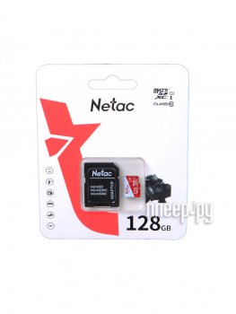 Карта памяти Netac <NT02P500ECO-128G-R> microSDXC Memory Card 128Gb UHS-I U1Class10 + microSD-->SD Adapter