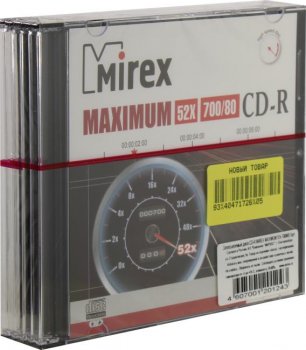 Диск CD-R Mirex 700Mb 52x <уп. 5 шт> <201243>