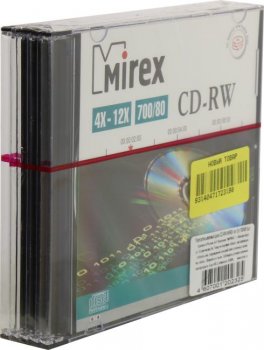 Диск CD-RW W Mirex 700Mb 4-12x <уп. 5 шт> <202325>