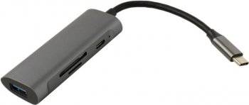 Концентратор USB Orient <JK-329> Кабель-адаптер USB-C -> USB3.0+USB-C+SD/microSDCard Reader