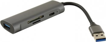 Концентратор USB Orient <JK-328> Кабель-адаптер USB3.0 -> USB3.0+USB-C+SD/microSDCard Reader