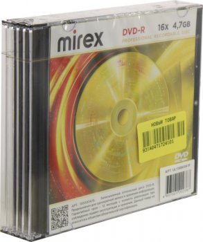 Диск DVD-R Disc Mirex 4.7Gb 16x <уп. 5 шт> <202387>