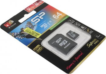 Карта памяти [NEW] Silicon Power <SP064GBSTXDU3V10SP> microSDXC Memory Card 64Gb UHS-I U3 + microSD-->SD Adapter