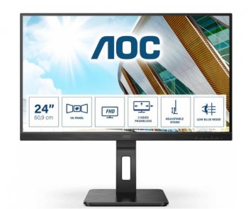Монитор 23.8" AOC 24P2QM <Black> с поворотом экрана (LCD, 1920x1080, D-Sub, DVI, HDMI, DP, USB3.2 Hub)