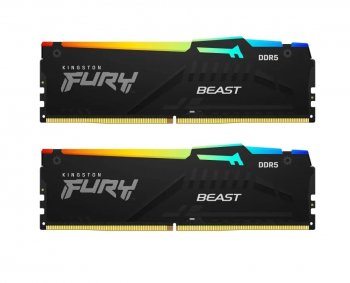 Оперативная память 16GB(2x8Gb) Kingston DDR5 5600 DIMM FURY Beast RGB XMP Gaming Memory KF556C40BBAK2-16 CL40, 1.25V, 1RX16 40-40-40 28