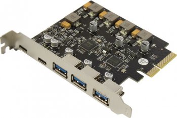 Контроллер [NEW] Orient AM-U3142PE-3A2C (RTL) PCI-Ex4, USB3.2, 3 port-ext, USB3.2-C 2 port-ext