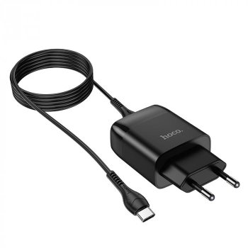 Зарядка USB-устройств HOCO C72Q Glorious QC3.0, кабель Type-C, 1xUSB-A, черный 6931474732545