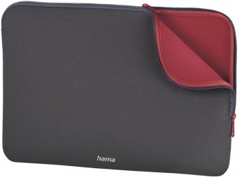 Чехол для ноутбука 15.6" Hama Neoprene серый/красный неопрен (00216510)