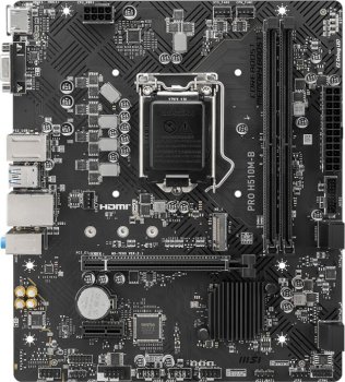 Материнская плата MSI PRO H510M-B (RTL) LGA1200 <H470> PCI-E Dsub+HDMI GbLAN SATAMicroATX 2DDR4