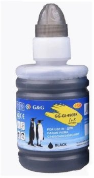 Чернила G&G GG-GI-490BK GI-490 черный пигментный 140мл для Canon Pixma G1400/G2400/G3400/G4400